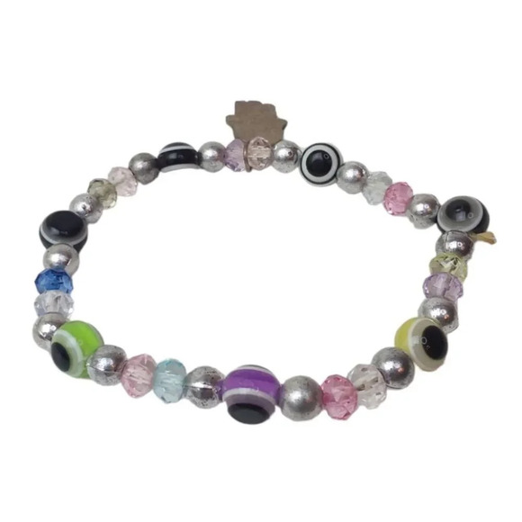 Evil Eye Hamsa Hand Stretch Bracelet - Picture 2 of 2